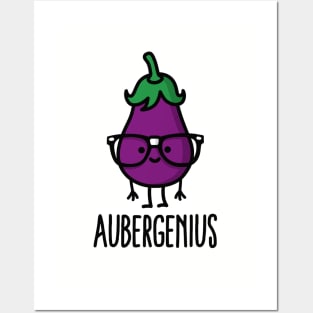 Aubergine (eggplant) + genius  =  Aubergenius Posters and Art